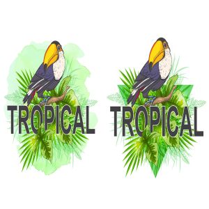 巨嘴鸟&花卉水彩手绘矢量插画素材 Tropical Vibes Vector Design Kit插图2