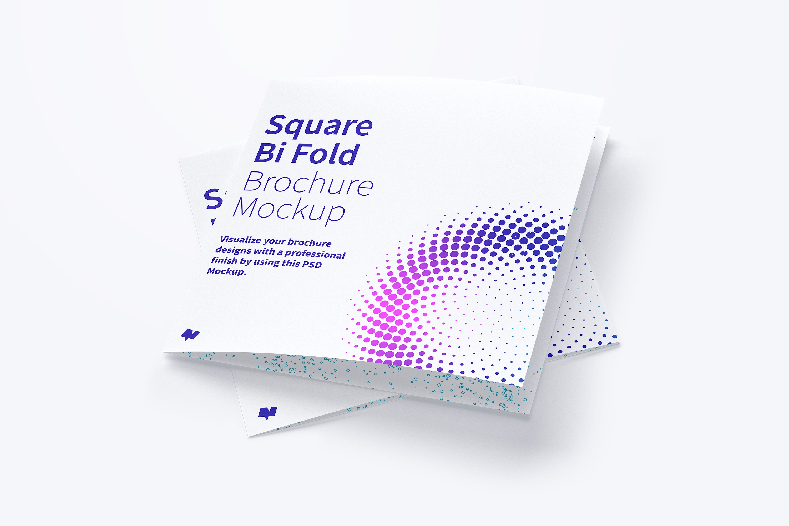 方形对折传单宣传册设计样机06 Square Bi Fold Brochure Mockup 06