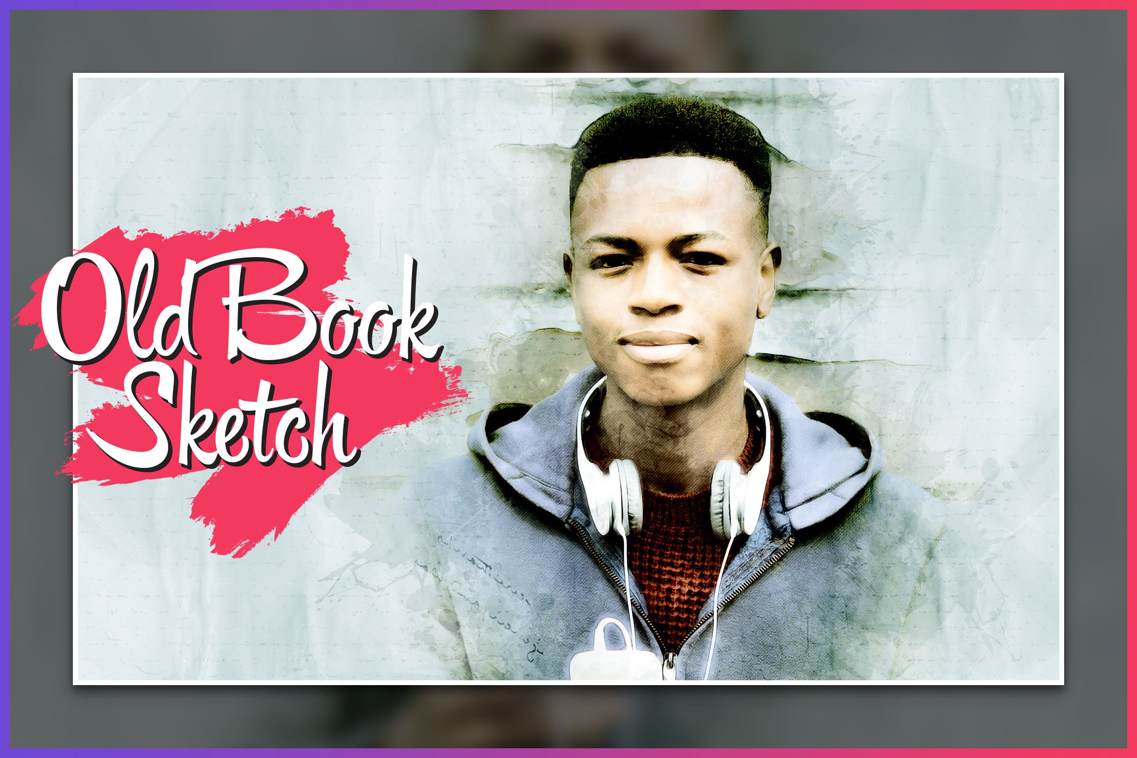 旧书素描插画特效PS动作 Old Book Sketch Photoshop Action CS3+