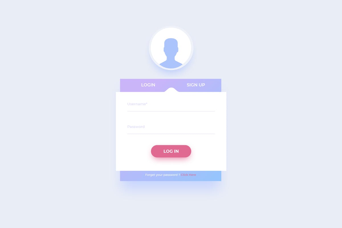 极简主义设计风格网站登陆注册表单窗口UI模板 ADL – Login Screen.02