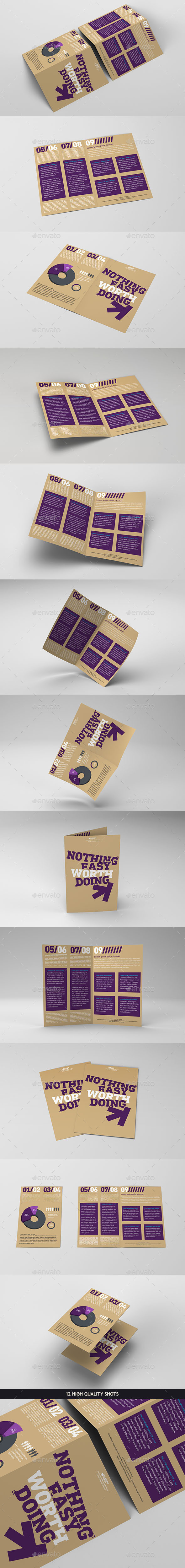 逼真、干净、易于使用的半折页小册子展示样机Mockup下载[psd,png]