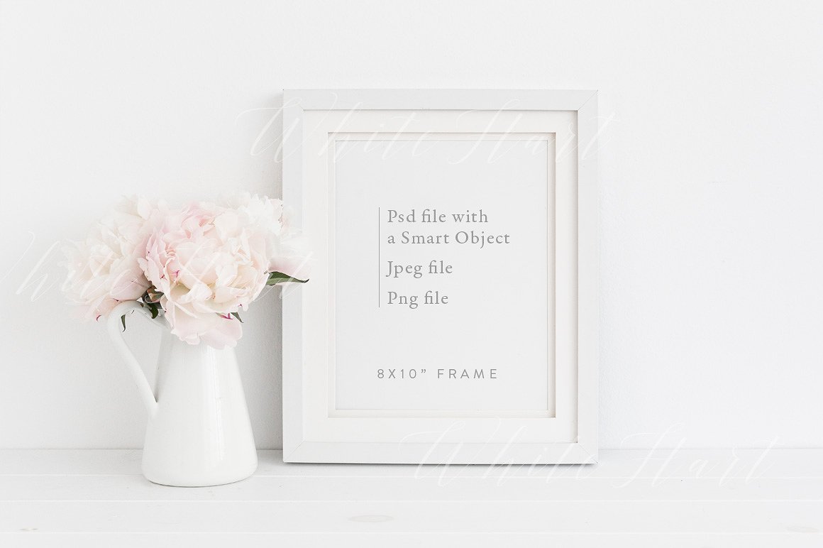 花卉立体边框画册相框样机模板 8×10″ floral frame mock up