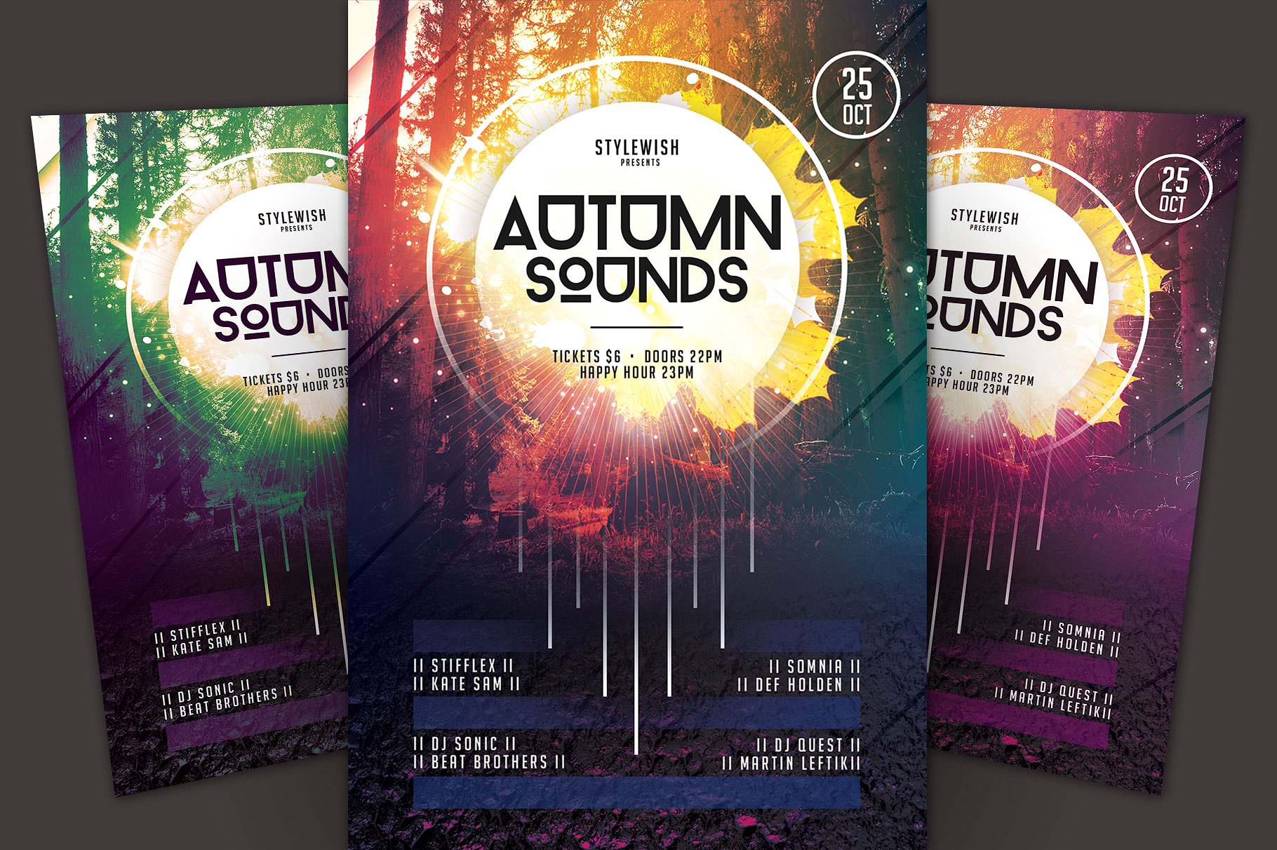 秋季音乐活动海报设计传单模板 Autumn Sounds Flyer Template