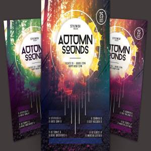 秋季音乐活动海报设计传单模板 Autumn Sounds Flyer Template