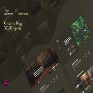 创意博客网站夜间模式界面设计XD模板 Acheron Dark – Creative Blog XD Template