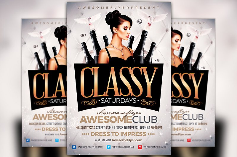 周末活动海报设计模板 Classy Saturdays Flyer Template
