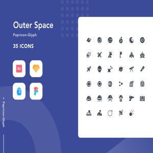 一流设计素材网下午茶：外太空元素图标合集