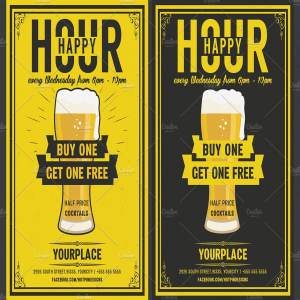 现代欢乐时光啤酒节传单模板 Beer Happy Hour Flyer Template