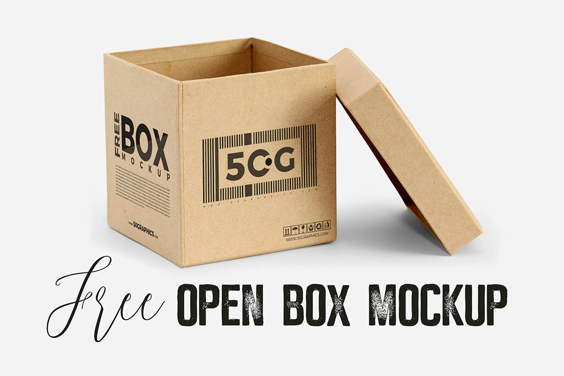 免费纸盒演示模型 Free Open Box Mockup