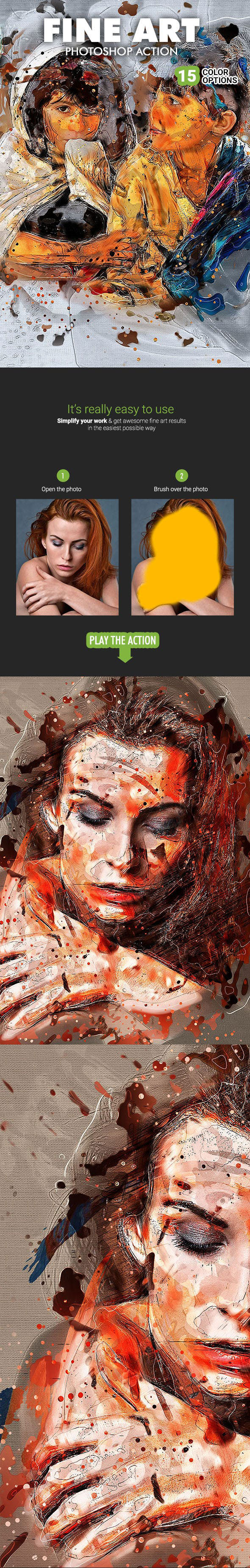 抽象派水彩艺术效果的PS动作 Fine Art Photoshop Action [atn]