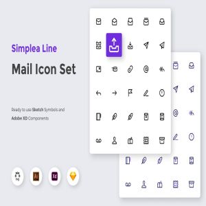邮箱客户端UI设计线性图标矢量素材 Simplea Line – Mail Icon Set