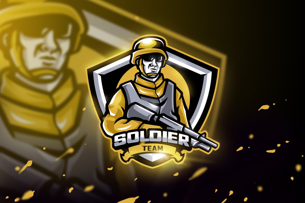卡通士兵形象电子竞技战队队徽Logo模板 Soldier Team – Mascot & Esport Logo