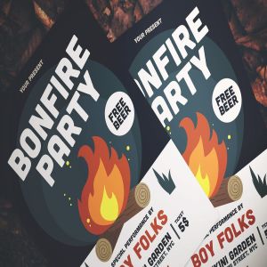 篝火晚会节日活动传单设计模板 Bonfire Party Flyer