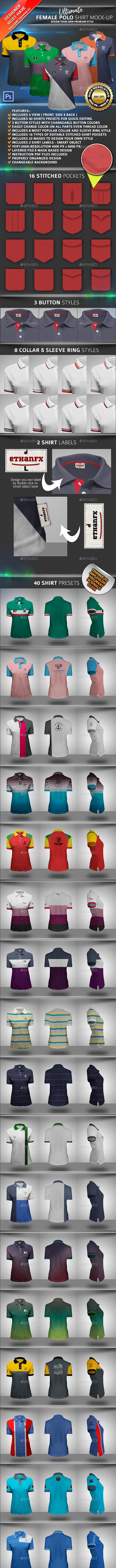 终极女士马球衫展示样机 Ultimate Female Polo Shirt Mock-up [psd]