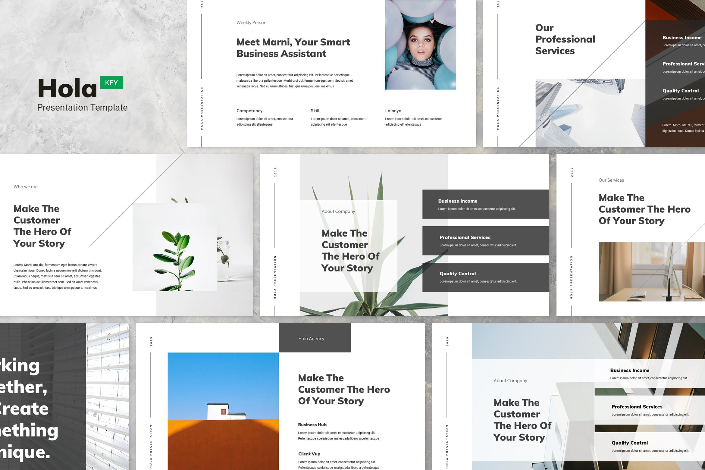 极简创意公司简介Keynote幻灯模板 Hola – Minimal & Creative Keynote Template