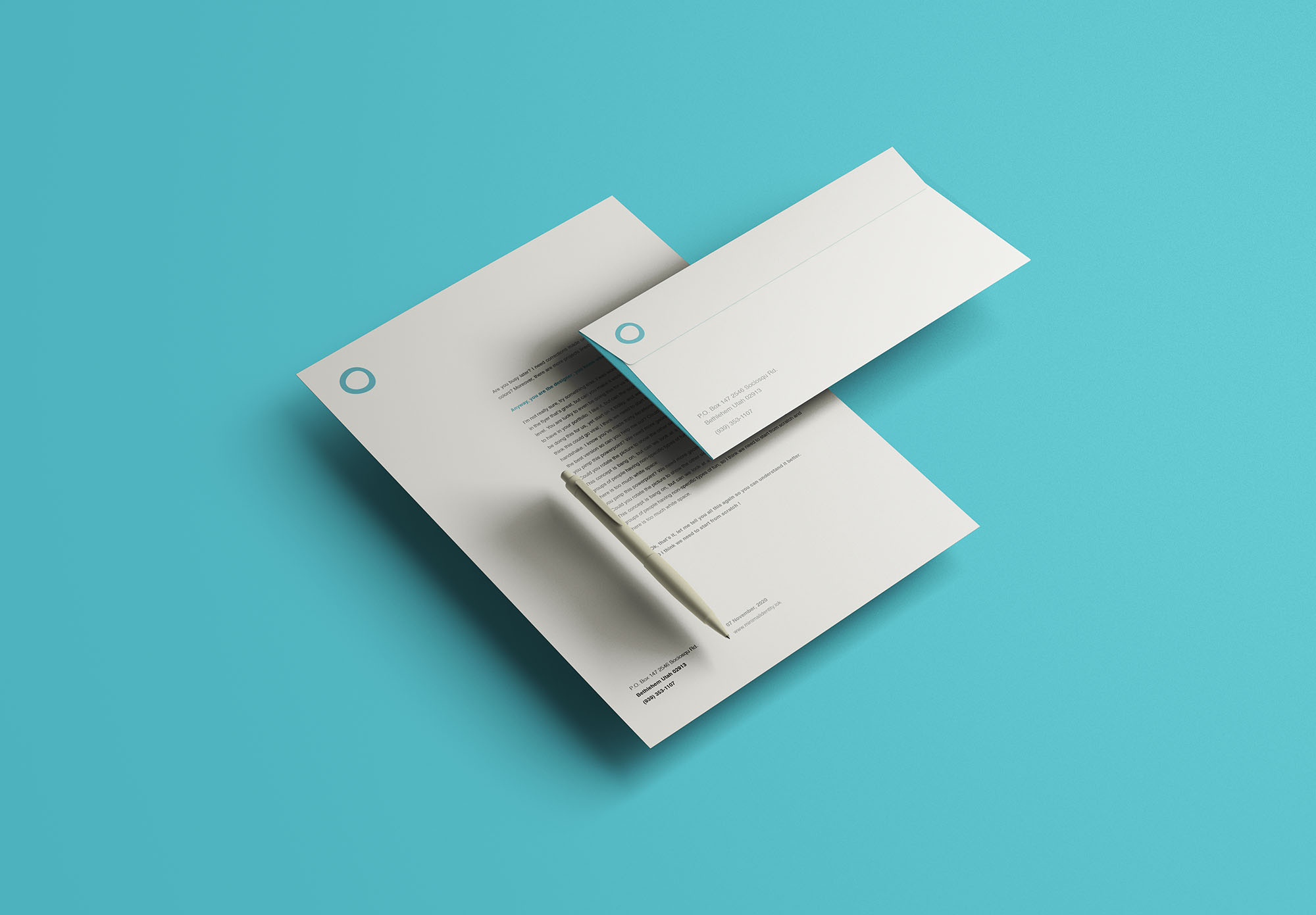 企业VI设计办公用品立体悬浮效果图样机 Floating Identity Mockup