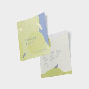 方形企业宣传单设计效果图样机 Square Flyer Mock-Up