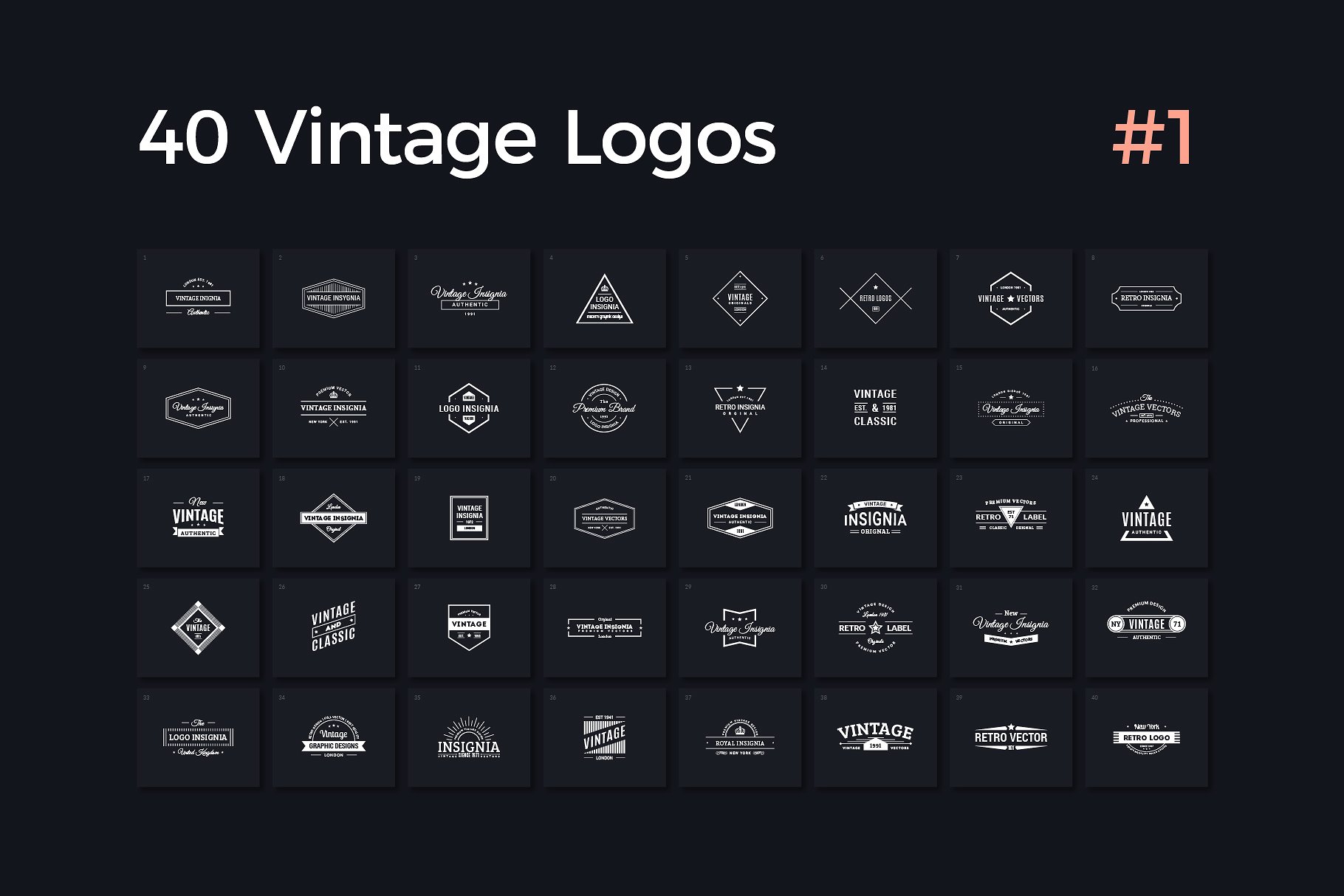 40款复古风格Logo模板 40 Vintage Logos Vol. 1