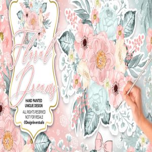 腮红水彩花卉婚礼手绘剪贴画设计素材 Floral Dreams Blush design