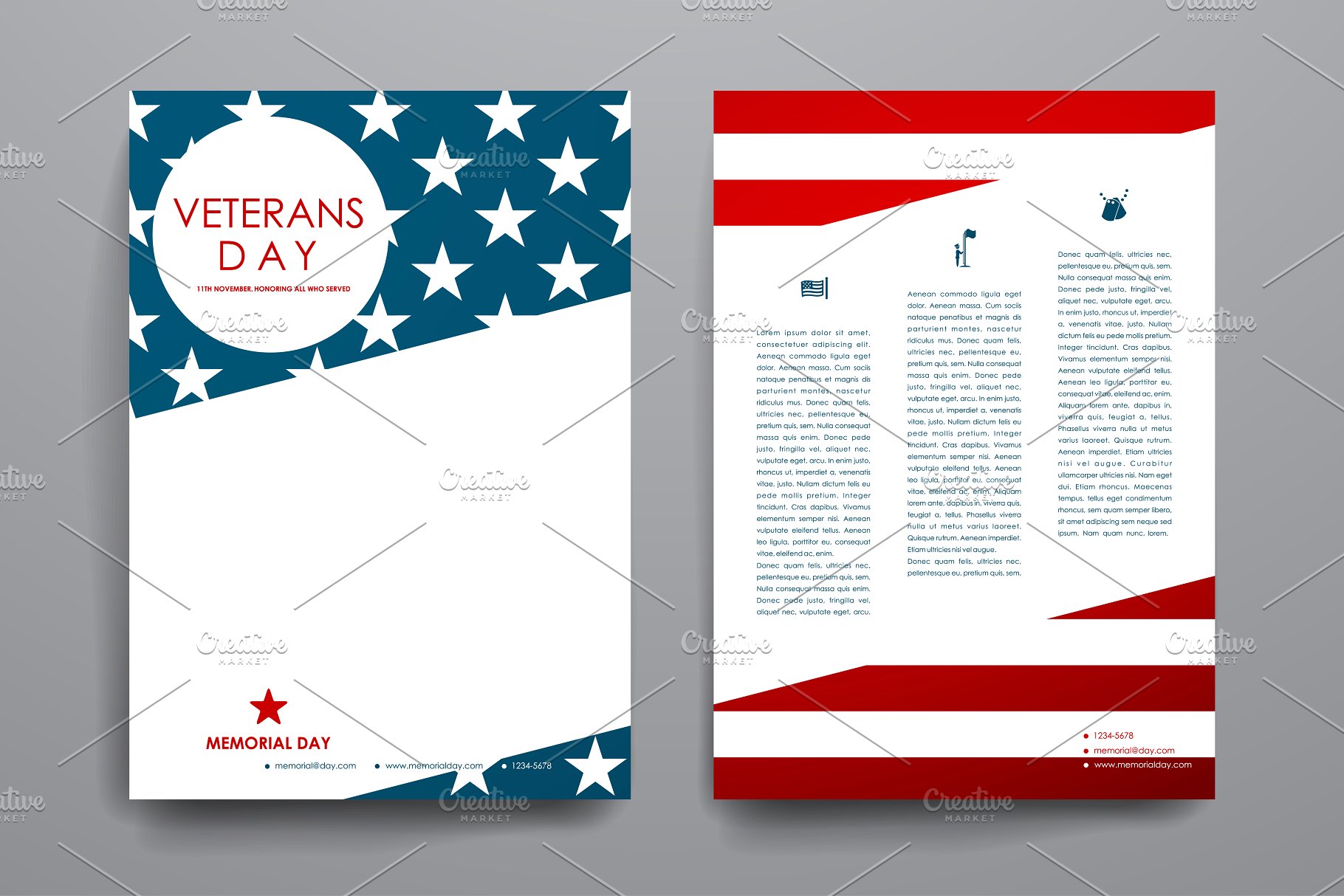 美国总统日节日主题宣传小册子模板 President’s Day brochures