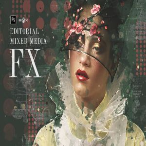 怀旧复古做旧混合艺术效果生成PS动作 Editorial Mixed Media FX Photoshop Add-On