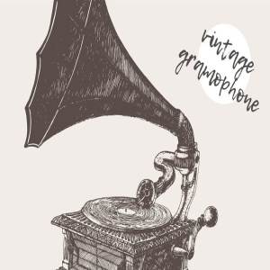 黑白风留声机矢量插画 Illustration of a gramophone