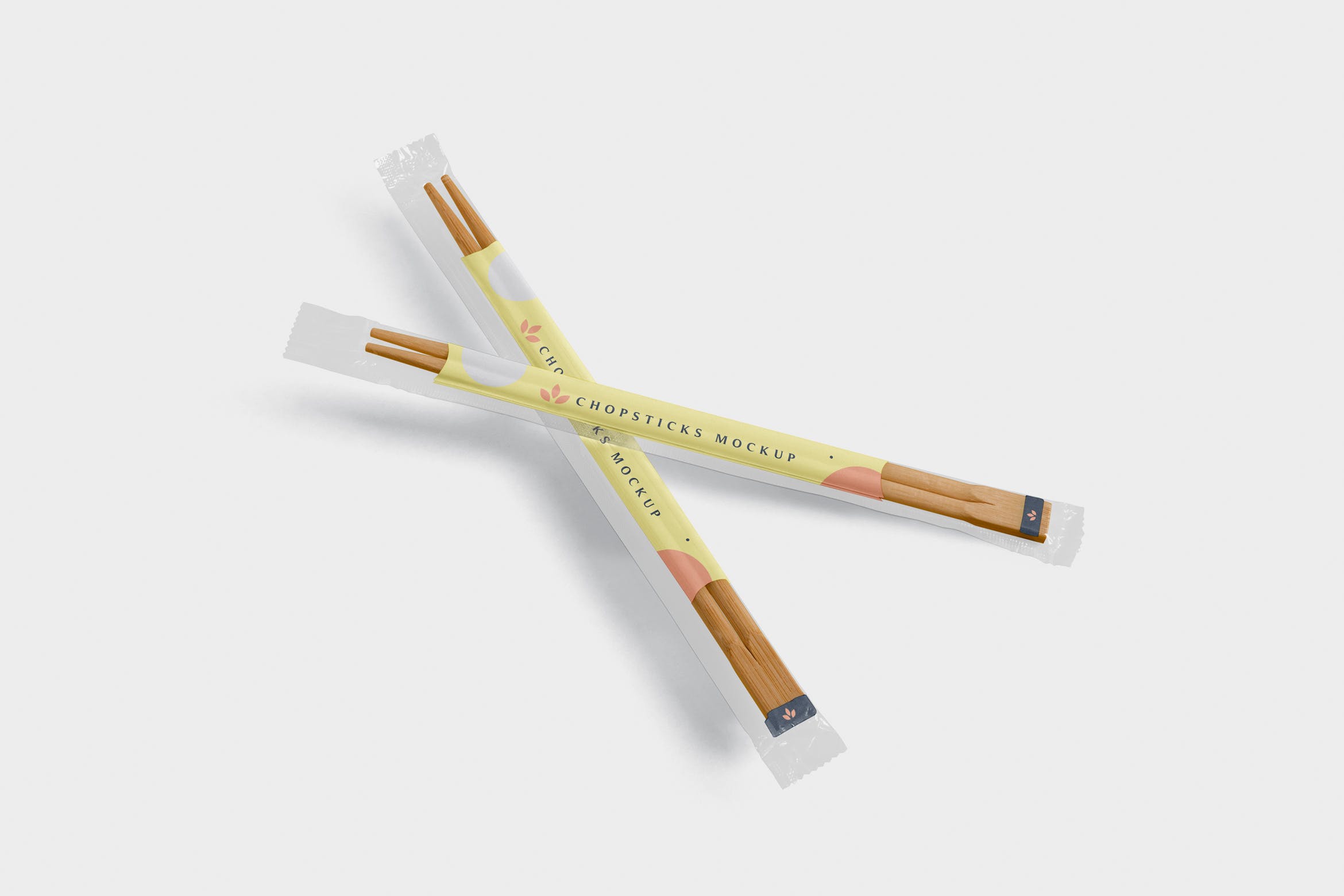 筷子透明包装设计效果图样机 Chopsticks Mockup in Transparent Packaging