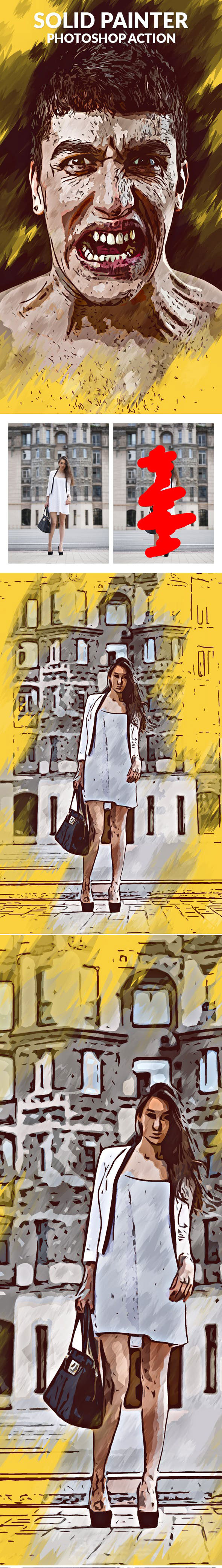 时尚简约艺术水彩风格的PS动作 Solid Painter Photoshop Action [atn]