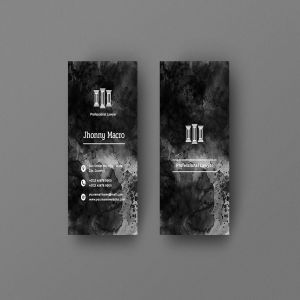 黑色墨水肌理背景竖版企业名片设计模板v11 Vertical Black Business Card. 11