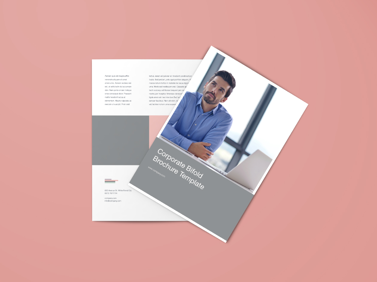 对折页企业宣传单设计模板 Bifold Brochure Template