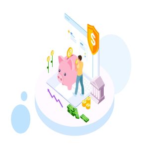 存钱计划金融业务场景矢量等距概念插画v2 Saving Money by Finance Isometric – FV