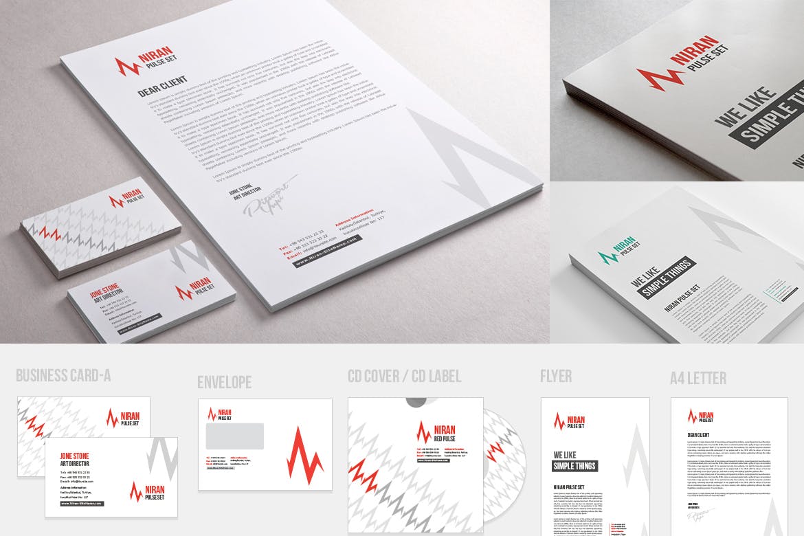 企业常用办公用品设计模板v2 Niran Pulse Stationery V.2