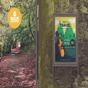 室外入口处海报设计张贴效果图样机模板 Outdoor Entrance Poster Backgrounds