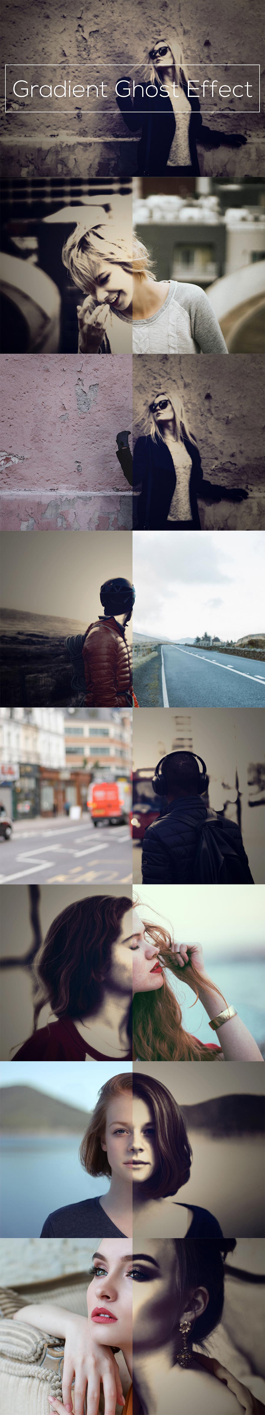 为图像添加滤镜效果PS动作 Gradient Ghost Effect 2137851