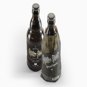 黑色啤酒瓶样机模板 Steinie Beer Black Bottle Mockup