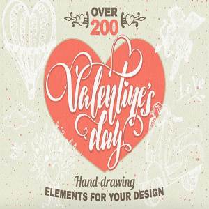 200个常用情人节手绘素材包[PSD,EPS]