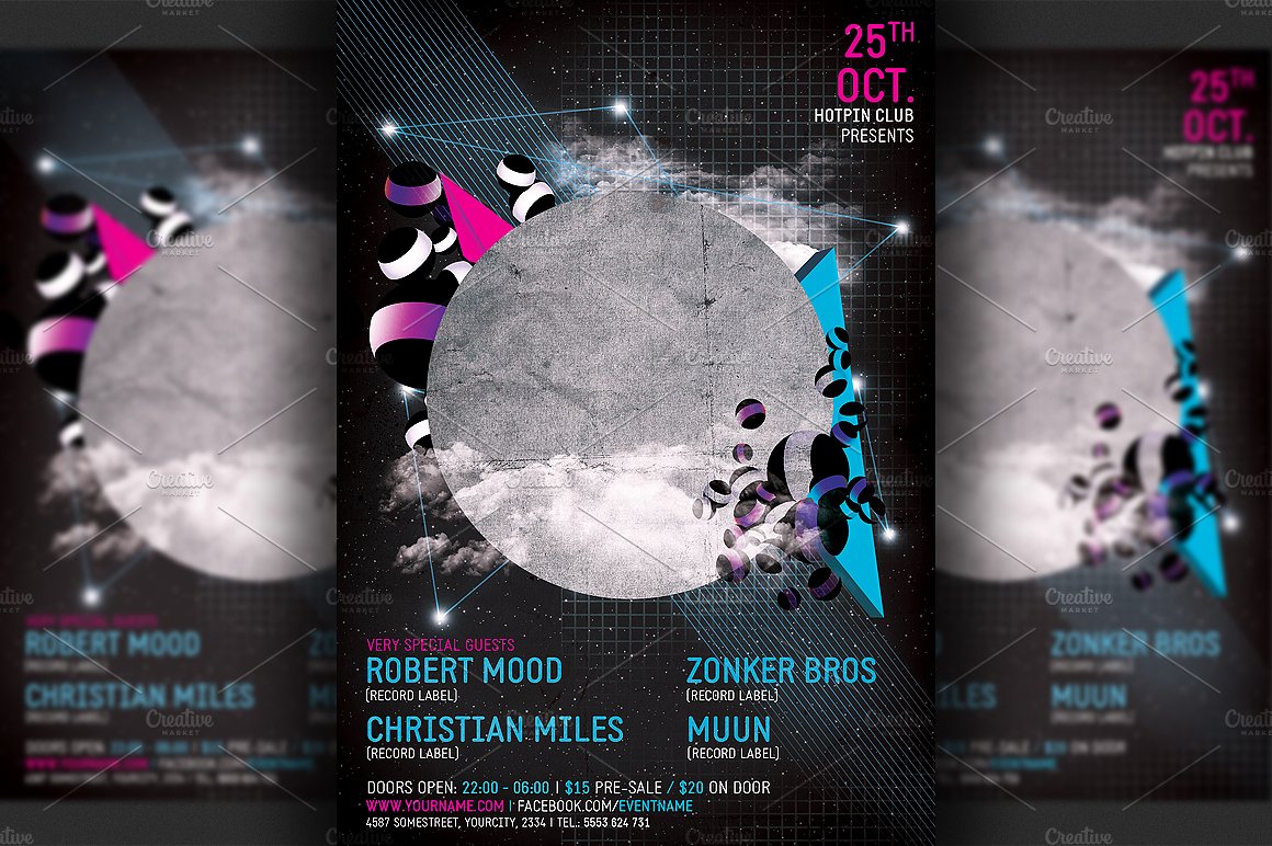 现代极简派对传单设计模板 Minimalistic Party Flyer Template