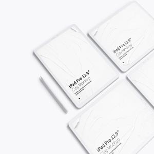 iPad Pro平板电脑UI设计效果图网格布局样机 Clay iPad Pro 12.9” Mockup, Grid Layout