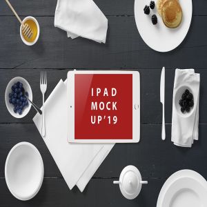 高品质的早餐场景的iPad Mini样机UI展示模型mockups插图1