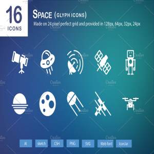 16枚太空主题图标 16 Space Glyph Icons