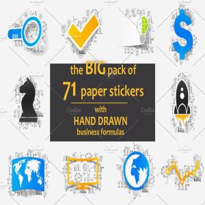 71款商务公式贴纸图案插画 71 PAPER STICKERS-business formulas