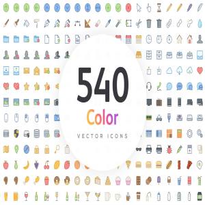 540枚多彩图标集 Vector Line Icons – Color