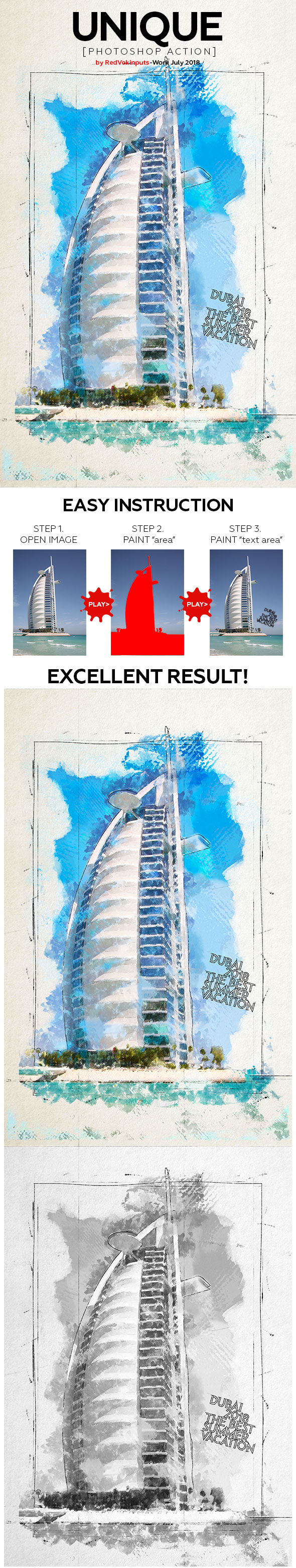 独特的水彩风格处理的PS动作下载 Unique Photoshop Action [atn]