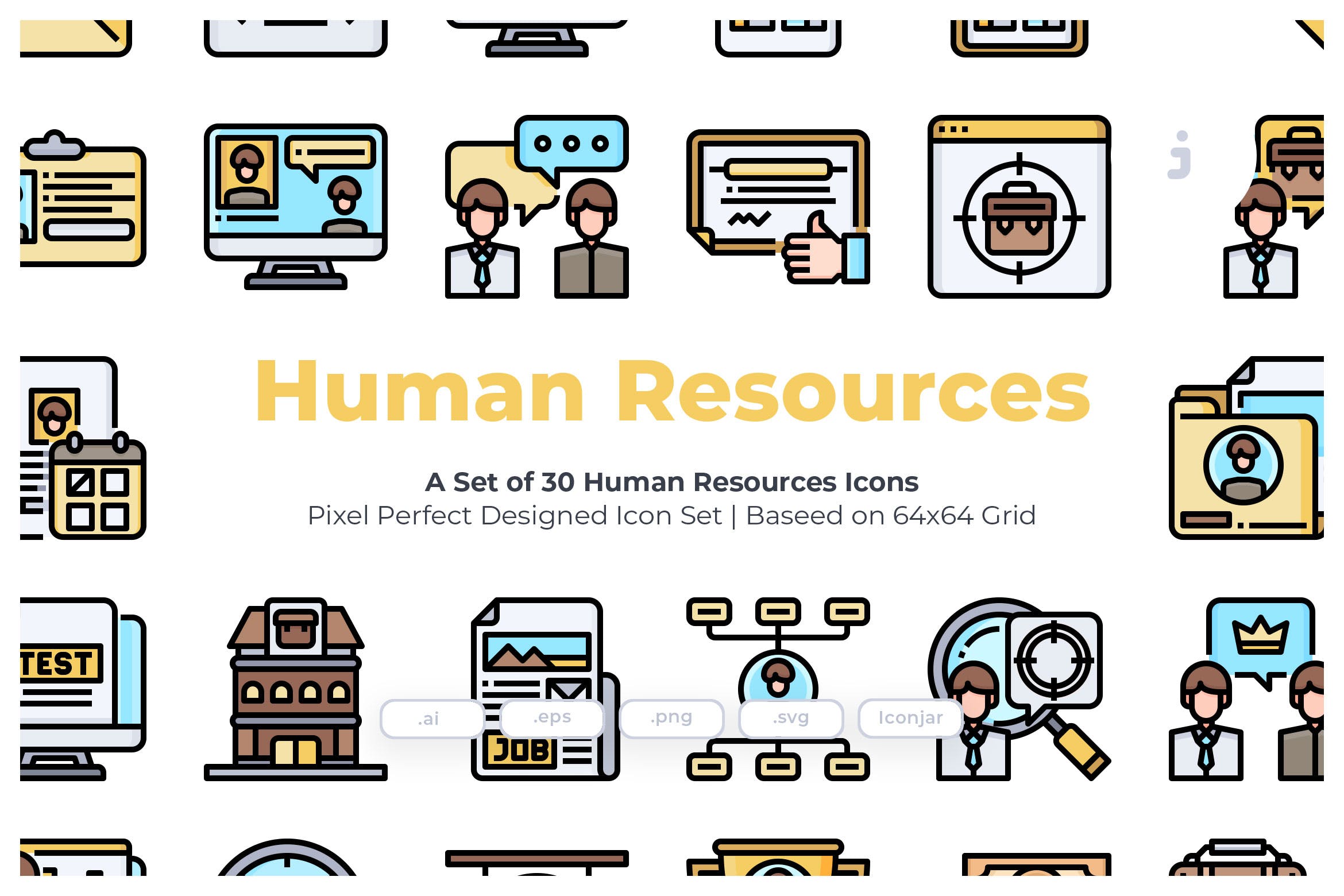 30枚人力资源主题矢量图标 30 Human Resources Icons