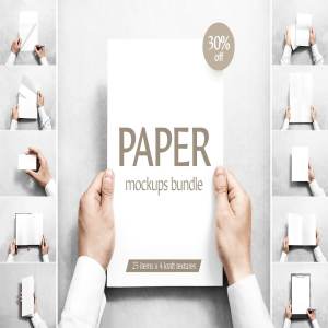 纸张样机集合（信纸、信封、笔记本内页、名片和折页等）Paper mockups bundle