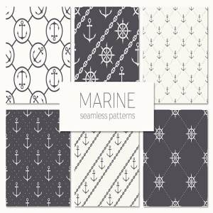 海洋元素无缝图案 Marine Seamless Patterns