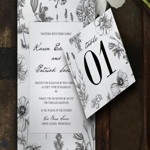 植物装饰婚礼邀请函邀请卡模板 Botanical Wedding Invitation Suite