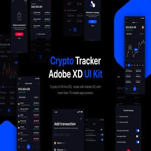 比特币等加密货币APP应用设计UI套件 Crypto Portfolio Tracker UI Kit for iOS