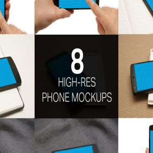 手机UI&APP设计演示样机套装 8 Phone Mockups