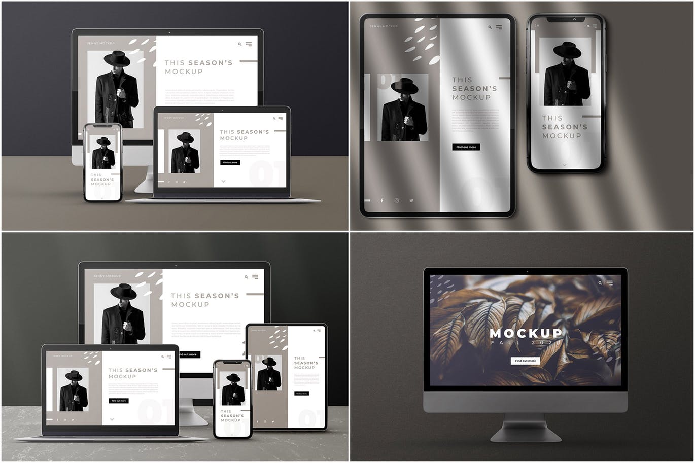 响应式网页设计多设备预览样机PSD模板 Modern Device Mockups